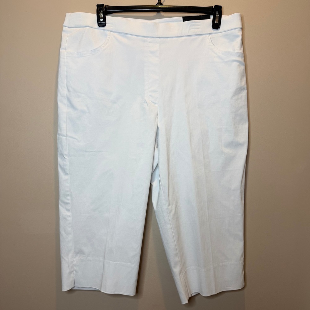 NWD Alfred Dunner Allure Capri Pants Womens Size 18 White Tummy Control Stretch